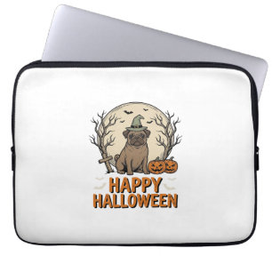 Housse Pour Ordinateur Portable Modèle de chemise vintage Halloween Pug Chapeau de