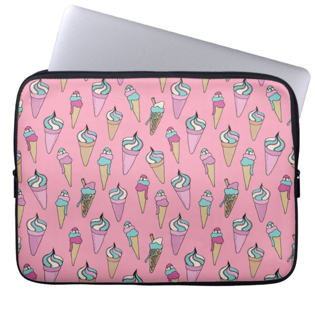 Housse Pour Ordinateur Portable Modèle de cône de glace rose (Devant)
