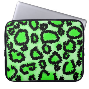 Housse Pour Ordinateur Portable Modèle d'empreinte de léopard de noir et de vert