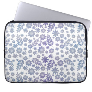 Housse Pour Ordinateur Portable Modèle floral gris et lavande