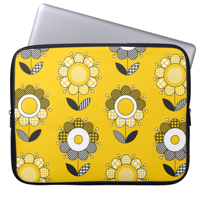 Housse Pour Ordinateur Portable Modèle floral jaune simple (Devant)