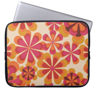 Housse Pour Ordinateur Portable Modèle floral rétro les années 70 sans couture ave