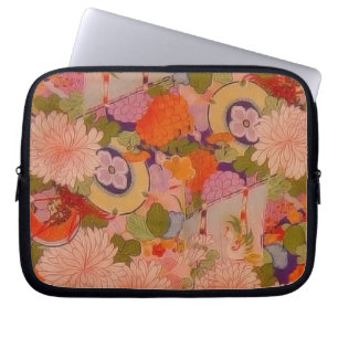 Housse Pour Ordinateur Portable Modèle floral rose kimono