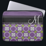 Housse Pour Ordinateur Portable Modèle floral tendance - Orchidée et vert citron v<br><div class="desc">Ajoutez votre nom ou monogramme à cette illustration amusante avec des fleurs et des cercles graphiques.</div>