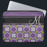 Housse Pour Ordinateur Portable Modèle floral tendance - Orchidée et vert citron v<br><div class="desc">Ajoutez votre nom ou monogramme à cette illustration amusante avec des fleurs et des cercles graphiques.</div>