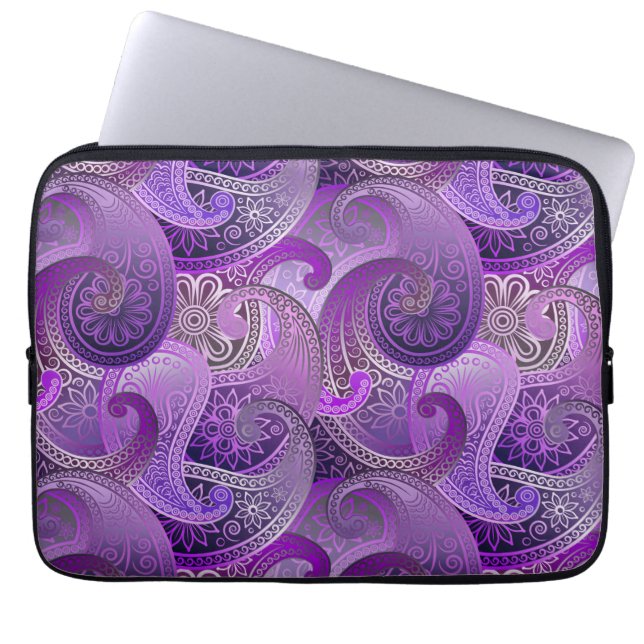 Housse Pour Ordinateur Portable Modèle pourpre Paisley Damask (Devant)