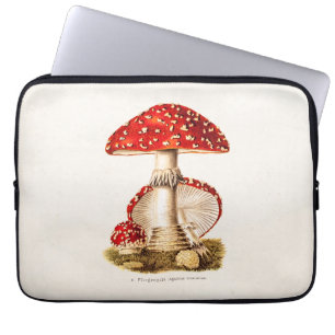 Housse Pour Ordinateur Portable Modèle vintage de champignons de rouge de