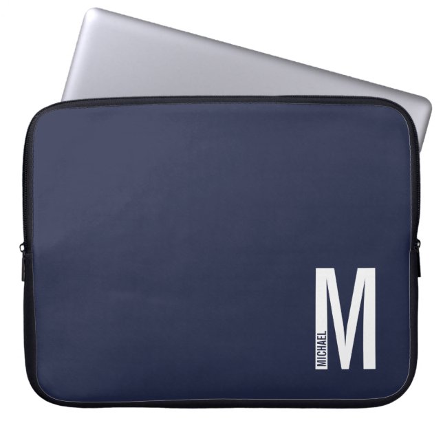 Housse Pour Ordinateur Portable Modern Personalized Bold Monogram and Name (Devant)