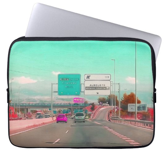 Housse Pour Ordinateur Portable Modern Retro Highway Laptop Cover (Devant)