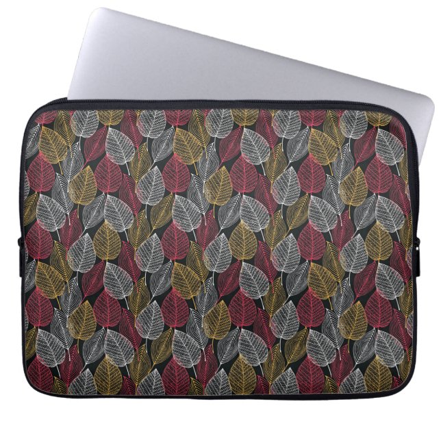 Housse Pour Ordinateur Portable Modern Skeleton Leaves Autumn Pattern (Devant)