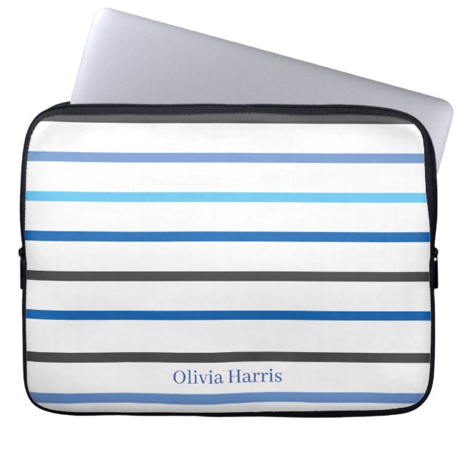 Housse Pour Ordinateur Portable Modern Stylish Blue Stripes Custom (Devant)