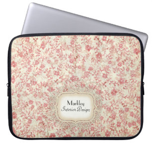 Housse Pour Ordinateur Portable Modern Vintage Art Rose Mini Print Leaf Swirls
