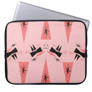 Housse Pour Ordinateur Portable Moderne du milieu du siècle : Motif de corail rose