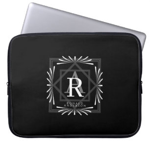 Housse Pour Ordinateur Portable Moderne et élégant Monogramme noir