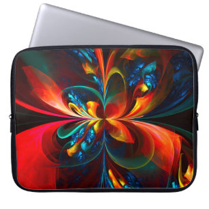Housse Pour Ordinateur Portable Moderne Floral Abstrait Art Orange Bleu Motif #14