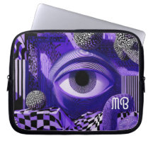 Moderne Géométrique Abstrait Noir Blanc Violet 25