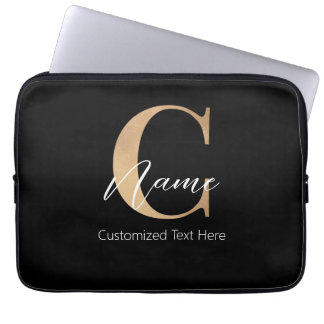 Housse Pour Ordinateur Portable Moderne Monogramme Initial C & Nom Personnalisé