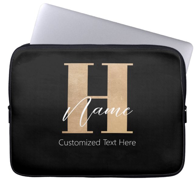 Housse Pour Ordinateur Portable Moderne Monogramme Initiale H & Nom Personnalisé (Devant)