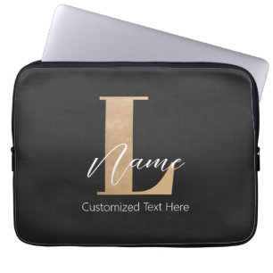Housse Pour Ordinateur Portable Moderne Monogramme Initiale L & Nom Personnalisé