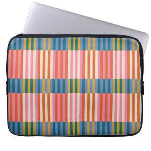 Housse Pour Ordinateur Portable Moderne Plaid Orange, Rose, Bleu, Vert