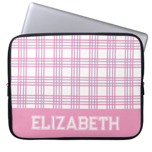 Housse Pour Ordinateur Portable Moderne Plaid Préparatoire Université Police Rose