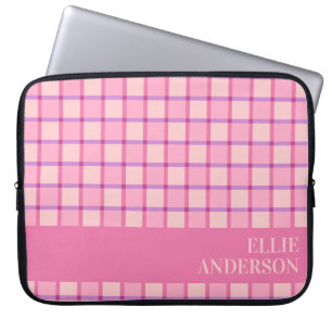 Housse Pour Ordinateur Portable Moderne Rose Violet Personnalisé Damier