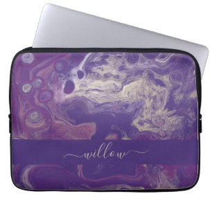 Housse Pour Ordinateur Portable Moderne violet peinture Abstraite pour l'art Monog