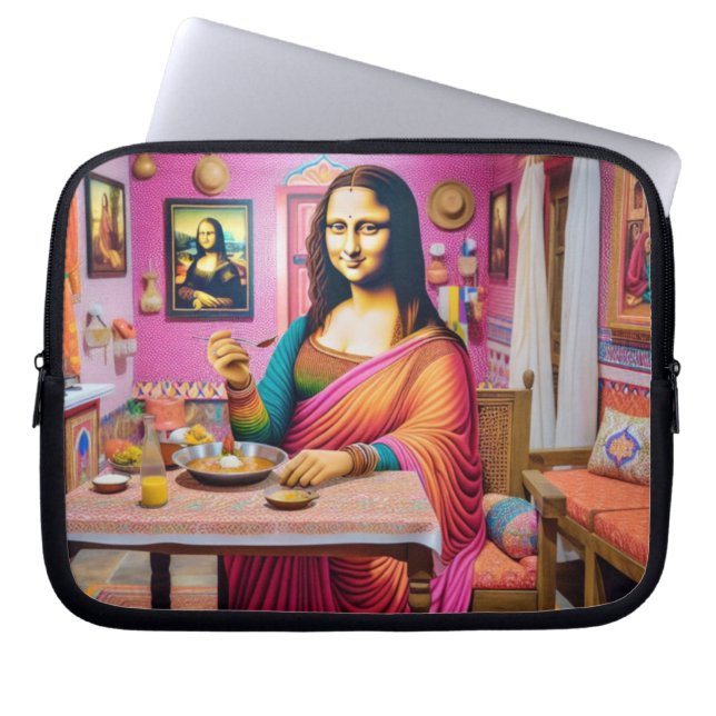 Housse Pour Ordinateur Portable Mona mangeant des aliments indiens (Devant)