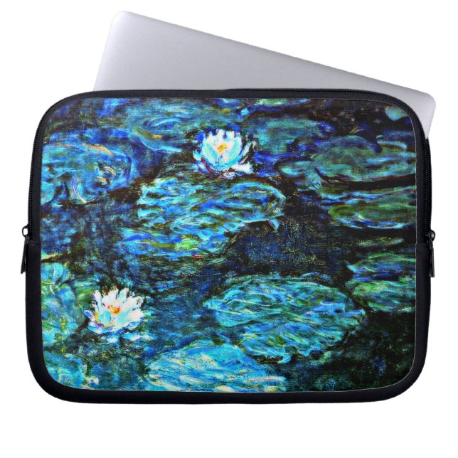 Housse Pour Ordinateur Portable Monet - Lys d'eau, Bleu, (Devant)