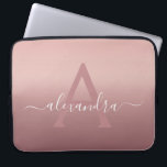 Housse Pour Ordinateur Portable Mongramme Ombre Gradient rose Fille<br><div class="desc">Girly Rose Rose Or Mongram Ombre Gradient Élégant Coque ordinateur portable Monogramme. Ce coque monogrammé peut être customisé pour inclure votre nom initial et prénom.</div>