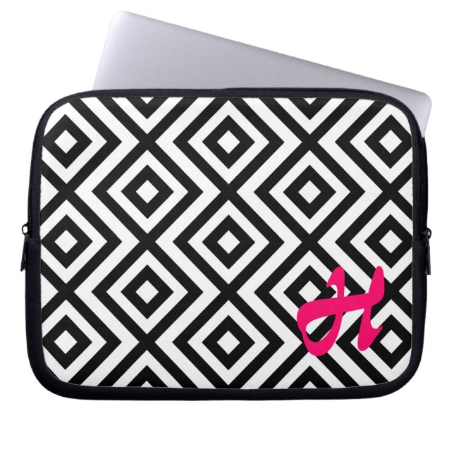 Housse Pour Ordinateur Portable MonograBlack et caisse blanche d'ordinateur (Devant)