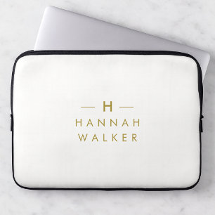 Housse Pour Ordinateur Portable Monogram or gray Minimaliste Elegant Moderne