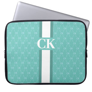 Housse Pour Ordinateur Portable Monogramme à rayures modernes avec Motif concepteu