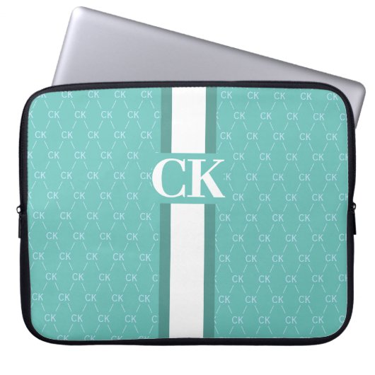 Housse Pour Ordinateur Portable Monogramme à rayures modernes avec Motif concepteu (Devant)