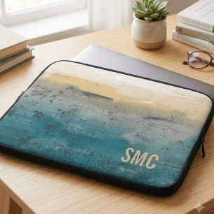 Housse Pour Ordinateur Portable Monogramme Abstrait Côté Mer