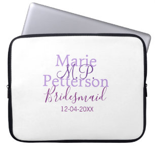 Housse Pour Ordinateur Portable Monogramme ajouter nom lettre demoiselle d'honneur