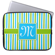 Monogramme bleu et vert coloré de motif de rayure