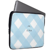 Housse Pour Ordinateur Portable Monogramme bleu noir simple moderne En vichy (Devant droit)