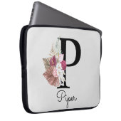 Housse Pour Ordinateur Portable Monogramme Boho rose Floral P initial (Devant droit)