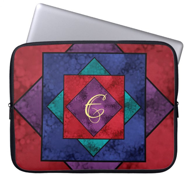 Housse Pour Ordinateur Portable Monogramme Carré de surface (Devant)