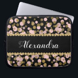 Housse Pour Ordinateur Portable Monogramme de confetti rose, noir et or<br><div class="desc">Pink,  Black et Faux Gold Polka Dot Confetti Motif Elégant Manche Monogramme. Cette manche peut être customisée pour inclure votre nom initial et complet.</div>