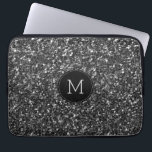 Housse Pour Ordinateur Portable Monogramme de Parties scintillant Black Faux<br><div class="desc">Monogramme personnalisé de parties scintillant noire moderne</div>