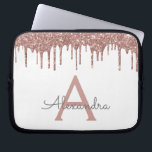 Housse Pour Ordinateur Portable Monogramme de Parties scintillant d'or rose blanch<br><div class="desc">Blanc et rose - Rose Gold Faux Dripping Parties scintillant fille moderne et élégante et étincelante Coque Monogramme Élégant. Ce coque peut être customisé pour inclure votre nom initial et prénom.</div>