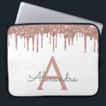 Housse Pour Ordinateur Portable Monogramme de Parties scintillant d'or rose blanch<br><div class="desc">Blanc et rose - Rose Gold Faux Dripping Parties scintillant fille moderne et élégante et étincelante Coque Monogramme Élégant. Ce coque peut être customisé pour inclure votre nom initial et prénom.</div>
