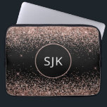 Housse Pour Ordinateur Portable Monogramme de Parties scintillant Noire Rose Rose<br><div class="desc">Blush Pink - Rose Gold et Black Faux Parties scintillant et Sparkle Elegant Monogrammed Initials Coque. Ce coque peut être customisé pour inclure votre nom initial et prénom.</div>