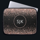 Housse Pour Ordinateur Portable Monogramme de Parties scintillant Noire Rose Rose<br><div class="desc">Blush Pink - Rose Gold et Black Faux Parties scintillant et Sparkle Elegant Monogrammed Initials Coque. Ce coque peut être customisé pour inclure votre nom initial et prénom.</div>