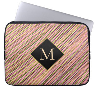 Housse Pour Ordinateur Portable Monogramme de Parties scintillant or unique