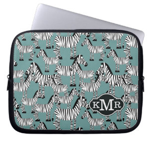 Housse Pour Ordinateur Portable Monogramme du motif de zèbre