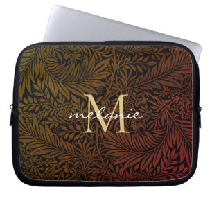 Housse Pour Ordinateur Portable Monogramme élégant motif botanique boho terracotta