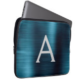 Housse Pour Ordinateur Portable Monogramme en acier inoxydable moderne métallique (Devant droit)